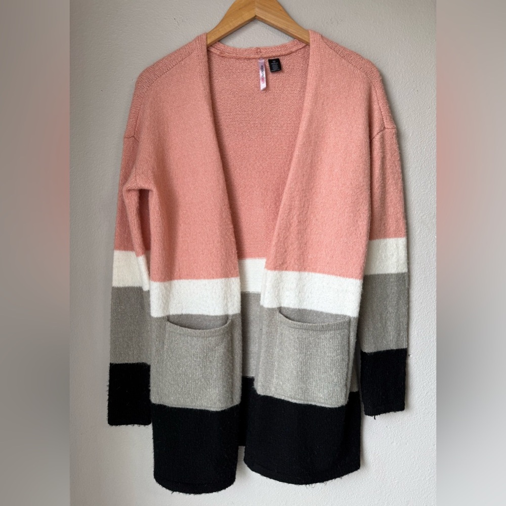 Love By Design Color Block Open Front Cardigan Women’s Size Medium Soft Fabric